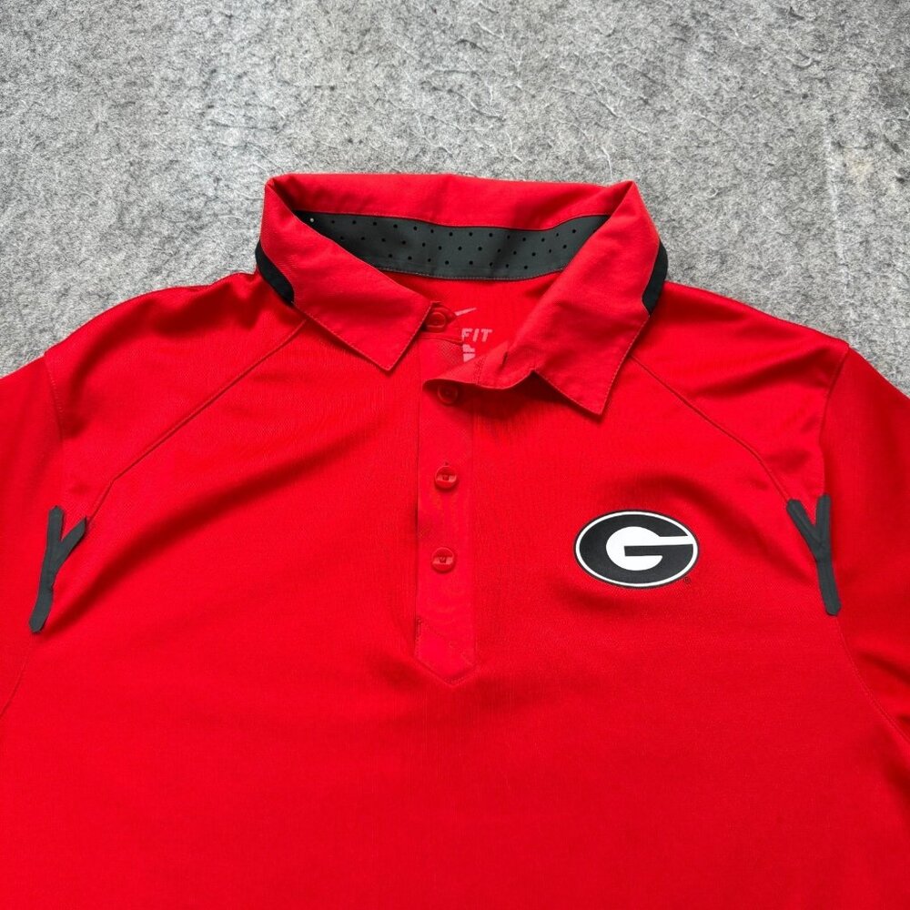 Georgia Bulldogs Nike Polo Shirt Men L Red Solid Performance 44" x 29"